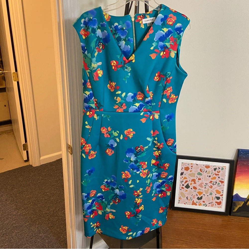 Calvin Klein Women's Sleeveless Printed Sheath Dress, Size 14